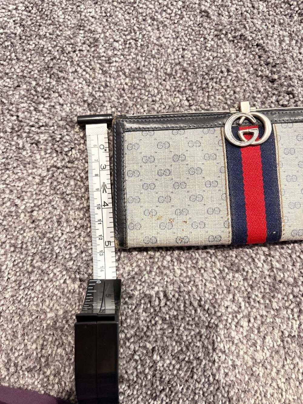 Vintage 2000s Gucci GG Monogram Continental Clutch Wallet with Web Stripe - Picture 12 of 15